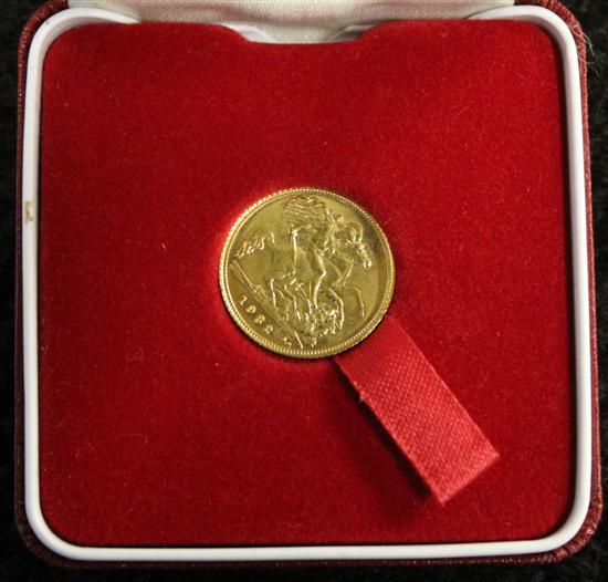 A 1982 gold half sovereign